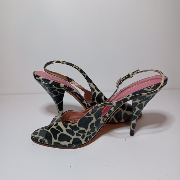 Kate Spade Open Toe Strappy D'orsey Giraffe Leather Print Heels Size 10B see pic - Picture 3 of 9
